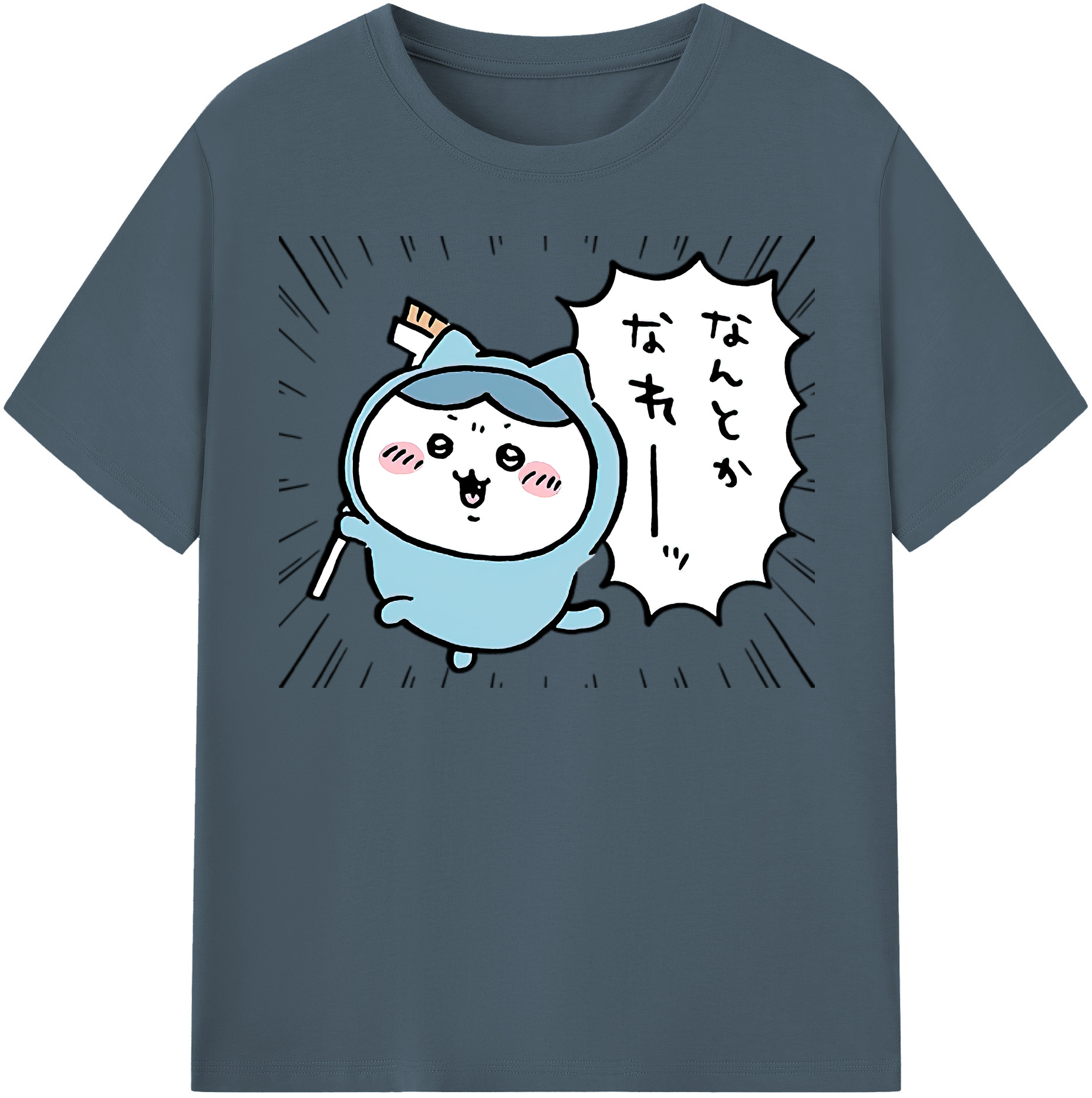 （画像用） ちいかわ ハチワレ Chii-kawa hachiware 綿100％半袖Tシャツ（フロントプリント）